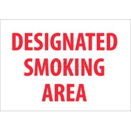 NATIONAL MARKER CO NMC No Smoking Area Sign, Designated Smoking Area, 10in X 14in, White/Red M701RB